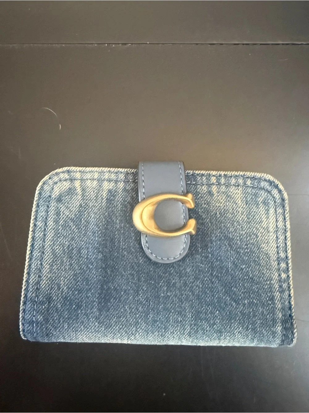 Coach and Four Denim Blue Wallet with Gold 'C' Snap